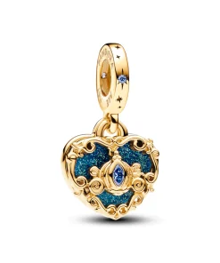 Charm Disney x Diora Mạ Vàng 14K Xe Bí Ngô Tráng Men Xanh